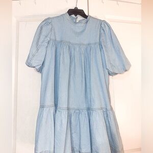 Denim Dress, Puffy sleeve dress